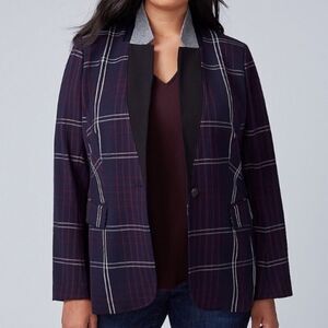 Lane Bryant Blue Plaid Blazer The Bryant Blazer Size 26